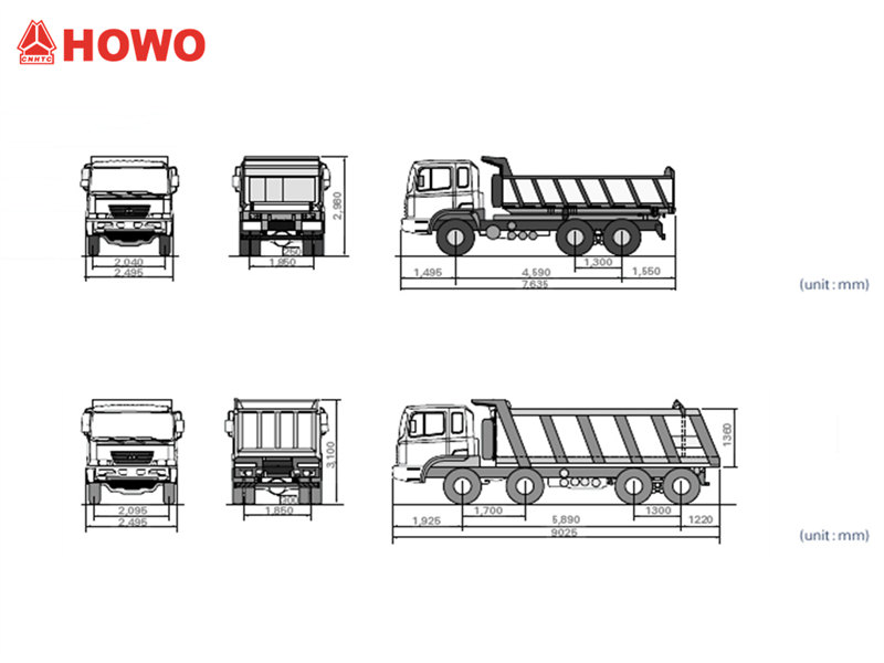 HOWO heavy tipper trucks drawing